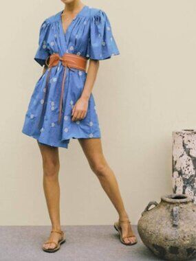 Ciao Lucia Dress Sabrina Embroidered Belted‎ Wrap Mini Sz XS